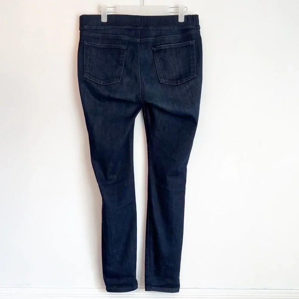 Eileen Fisher Pull On Pants Small Dark Blue Wash Organic Cotton Elastic Waist_10